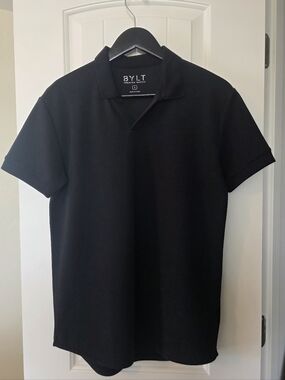 BYLT Basics Micro Rib Open V Polo